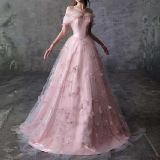 #7945 STRAPLESS FLORAL FRENCH EVENING DRESS