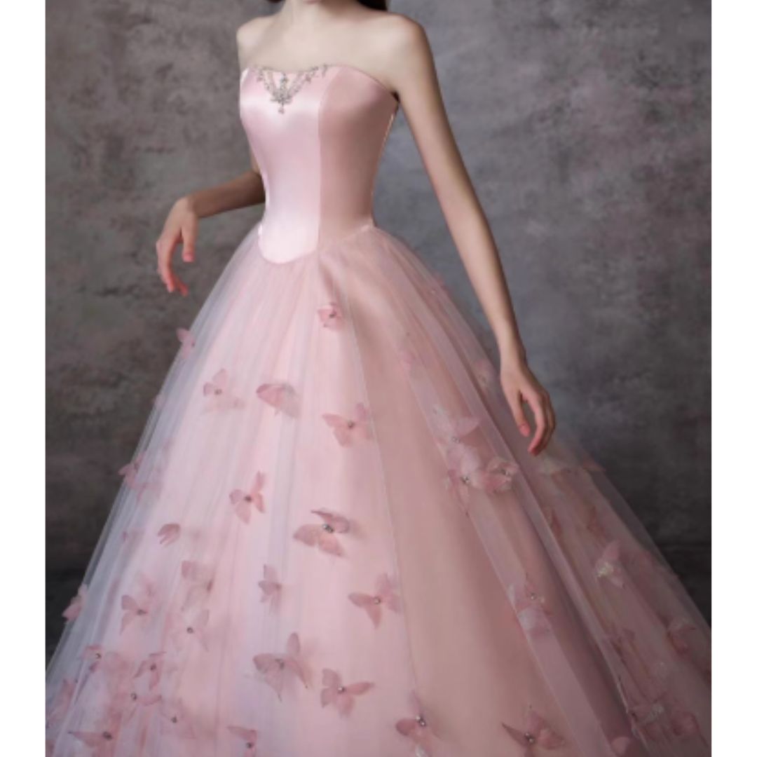 #7945 STRAPLESS FLORAL FRENCH EVENING DRESS