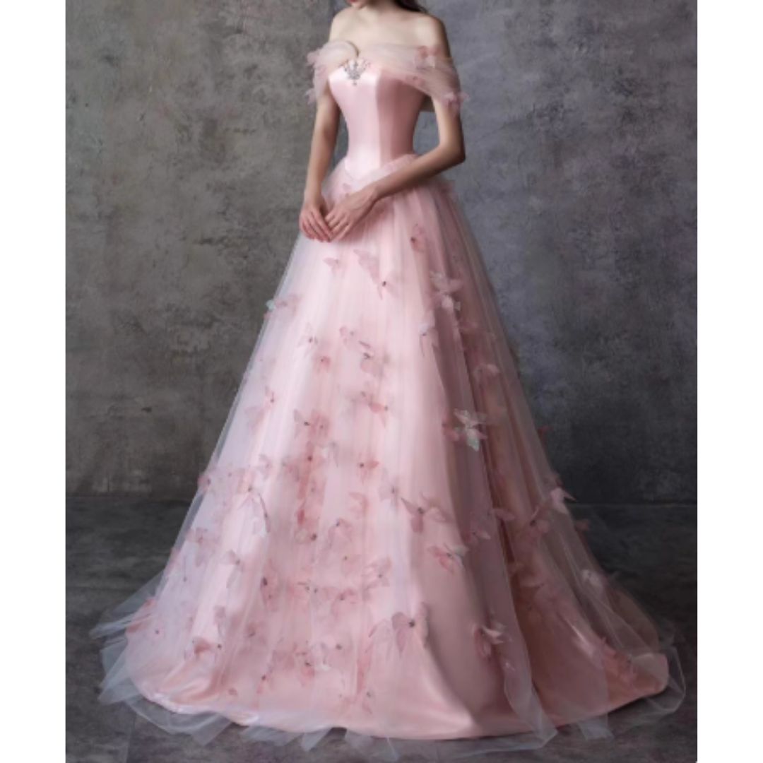 #7945 STRAPLESS FLORAL FRENCH EVENING DRESS