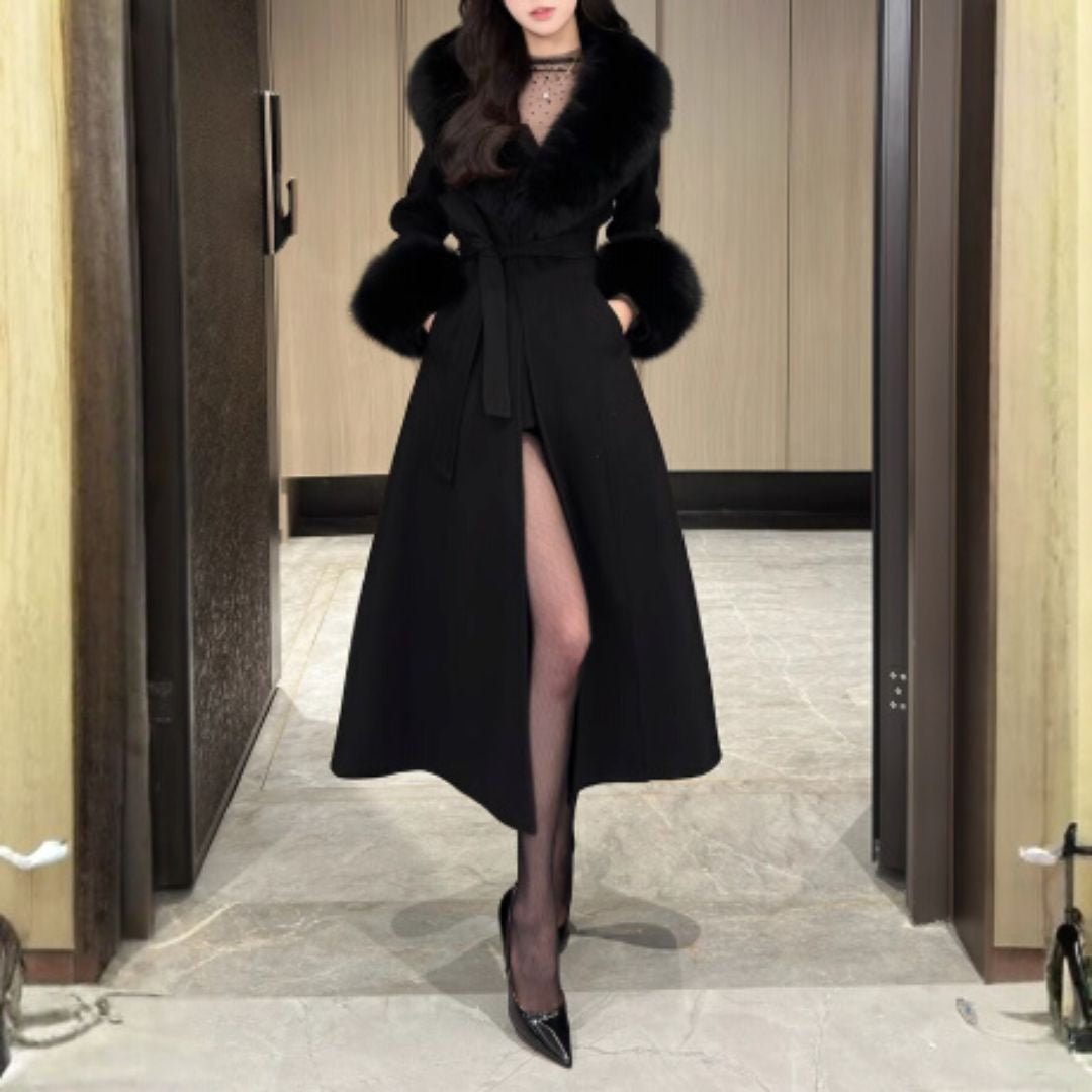 #7953 RETRO WAISTED MID-LENGTH WOOL JACKET