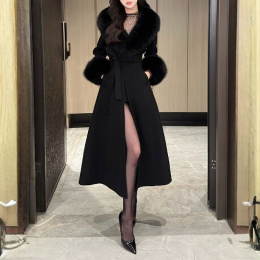 #7953 RETRO WAISTED MID-LENGTH WOOL JACKET