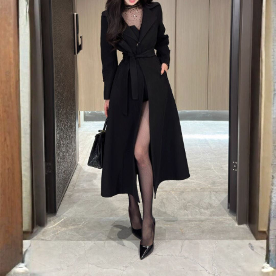 #7953 RETRO WAISTED MID-LENGTH WOOL JACKET