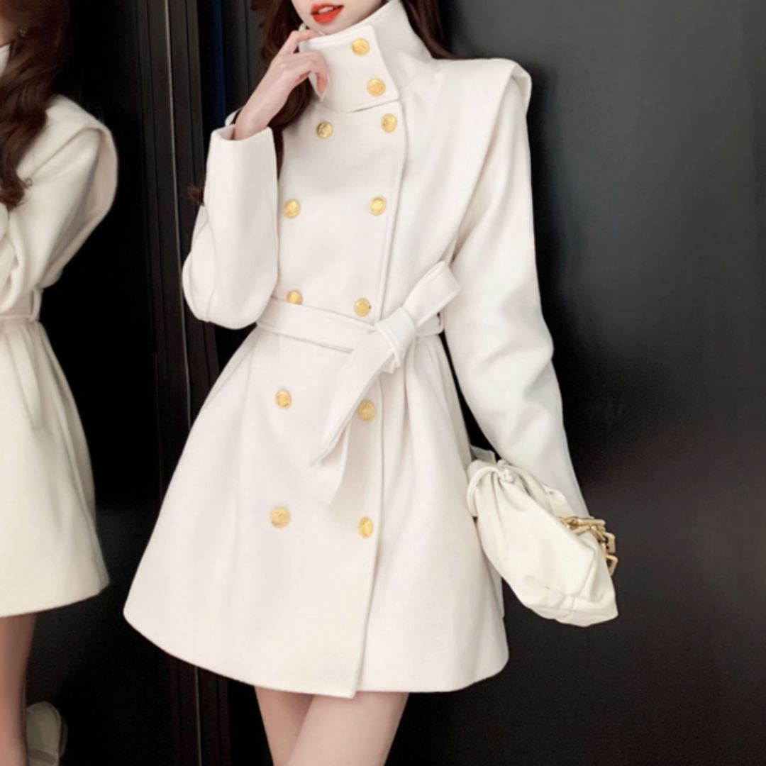 #7954 HIGH NECK DOUBLE-BREASTED WOOL BLAZER JACKET