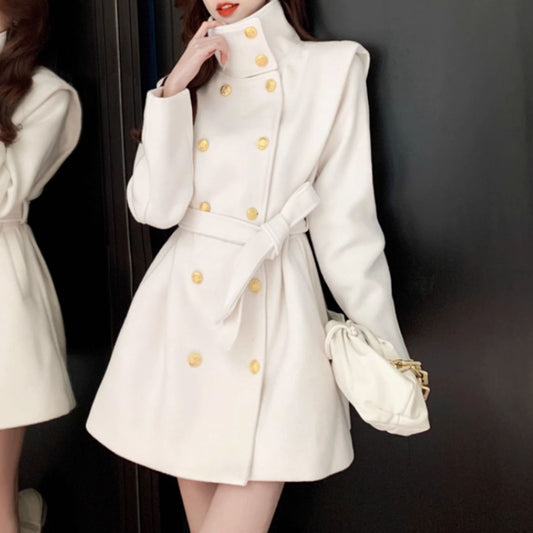 #7954 HIGH NECK DOUBLE-BREASTED WOOL BLAZER JACKET