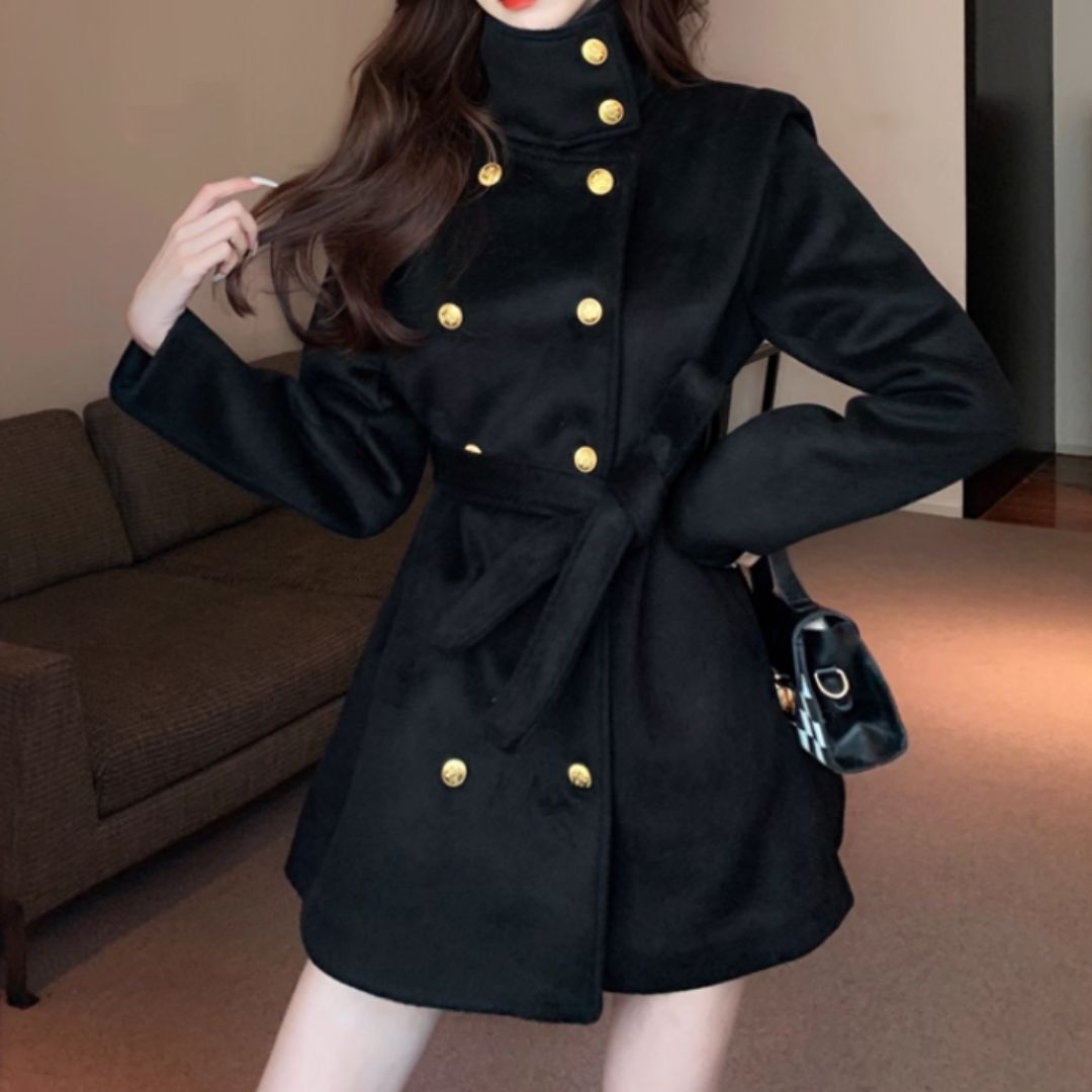 #7954 HIGH NECK DOUBLE-BREASTED WOOL BLAZER JACKET