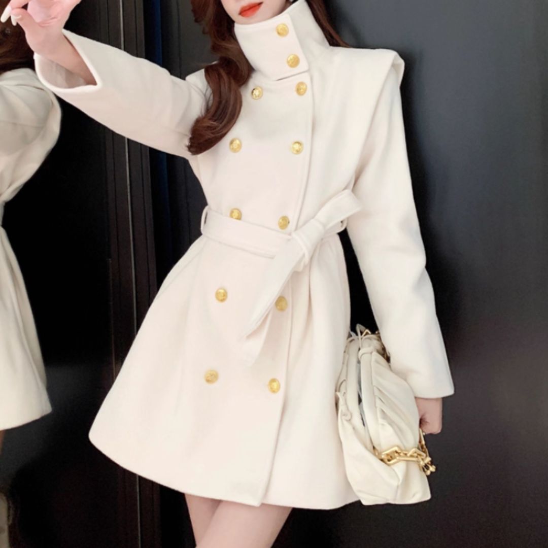 #7954 HIGH NECK DOUBLE-BREASTED WOOL BLAZER JACKET