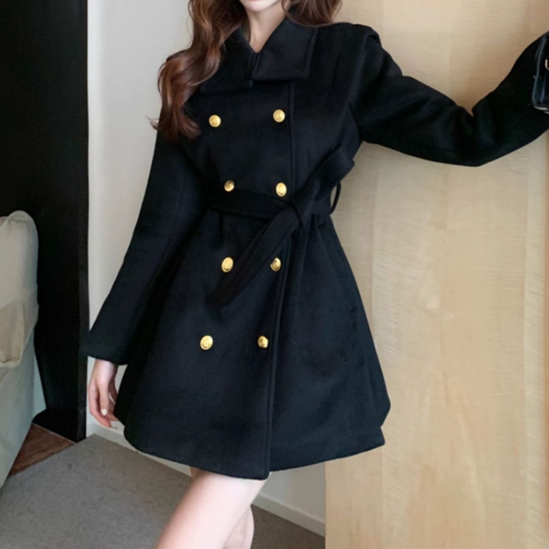 #7954 HIGH NECK DOUBLE-BREASTED WOOL BLAZER JACKET