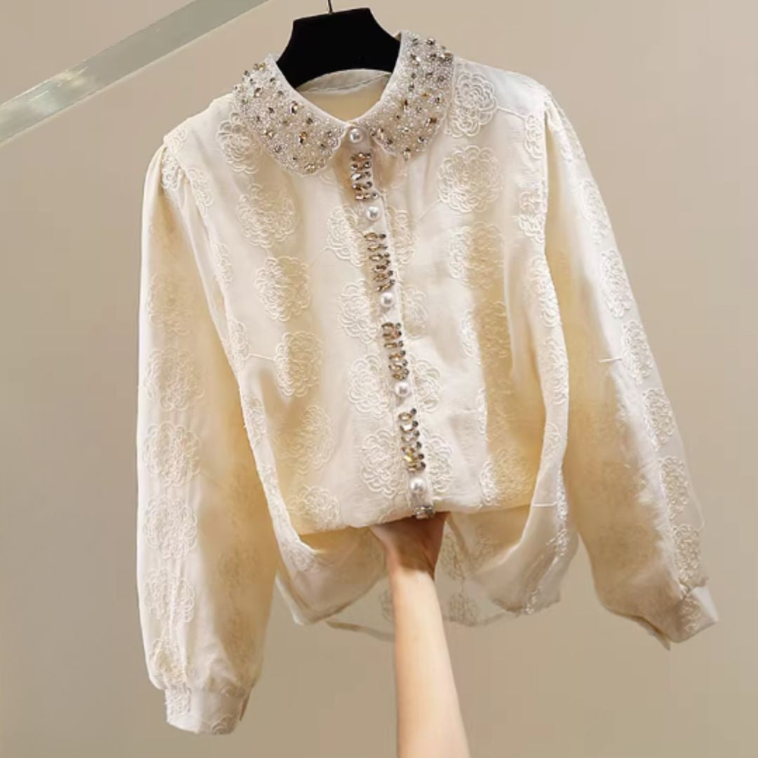 OPULENT BEAD & CRYSTAL SHIRT #7958