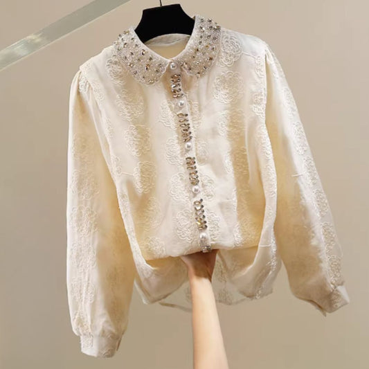 OPULENT BEAD & CRYSTAL SHIRT #7958