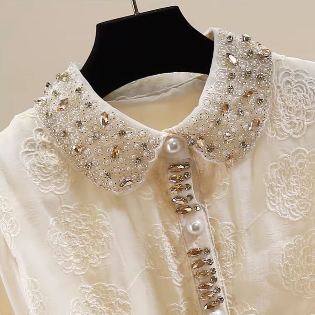 OPULENT BEAD & CRYSTAL SHIRT #7958