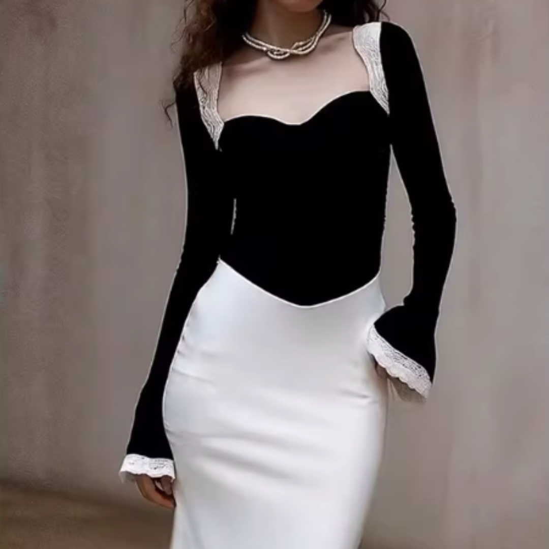 LACE EMBROIDERED KNIT TOP #7960