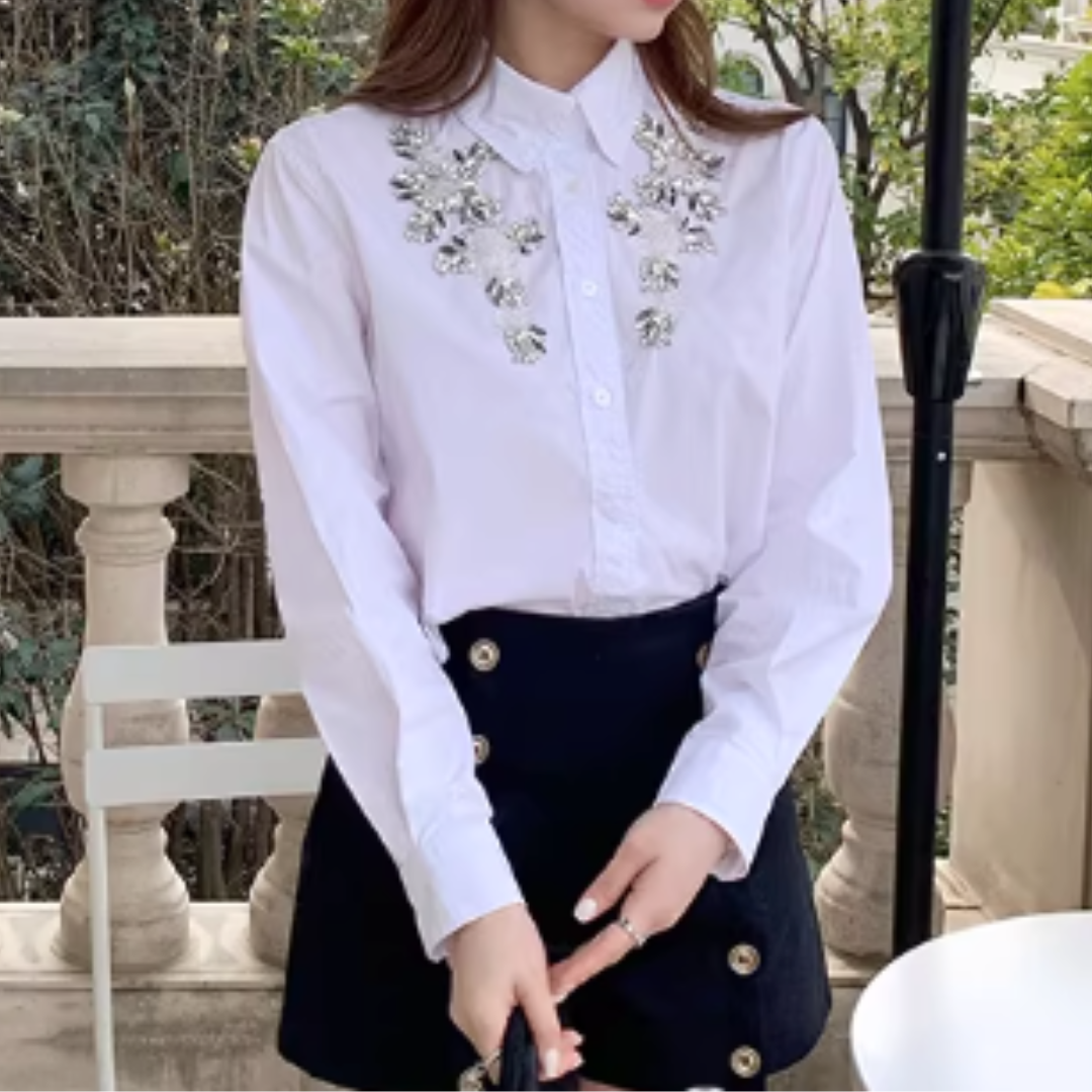 BEADED LONG SLEEVE SHIRT #7967