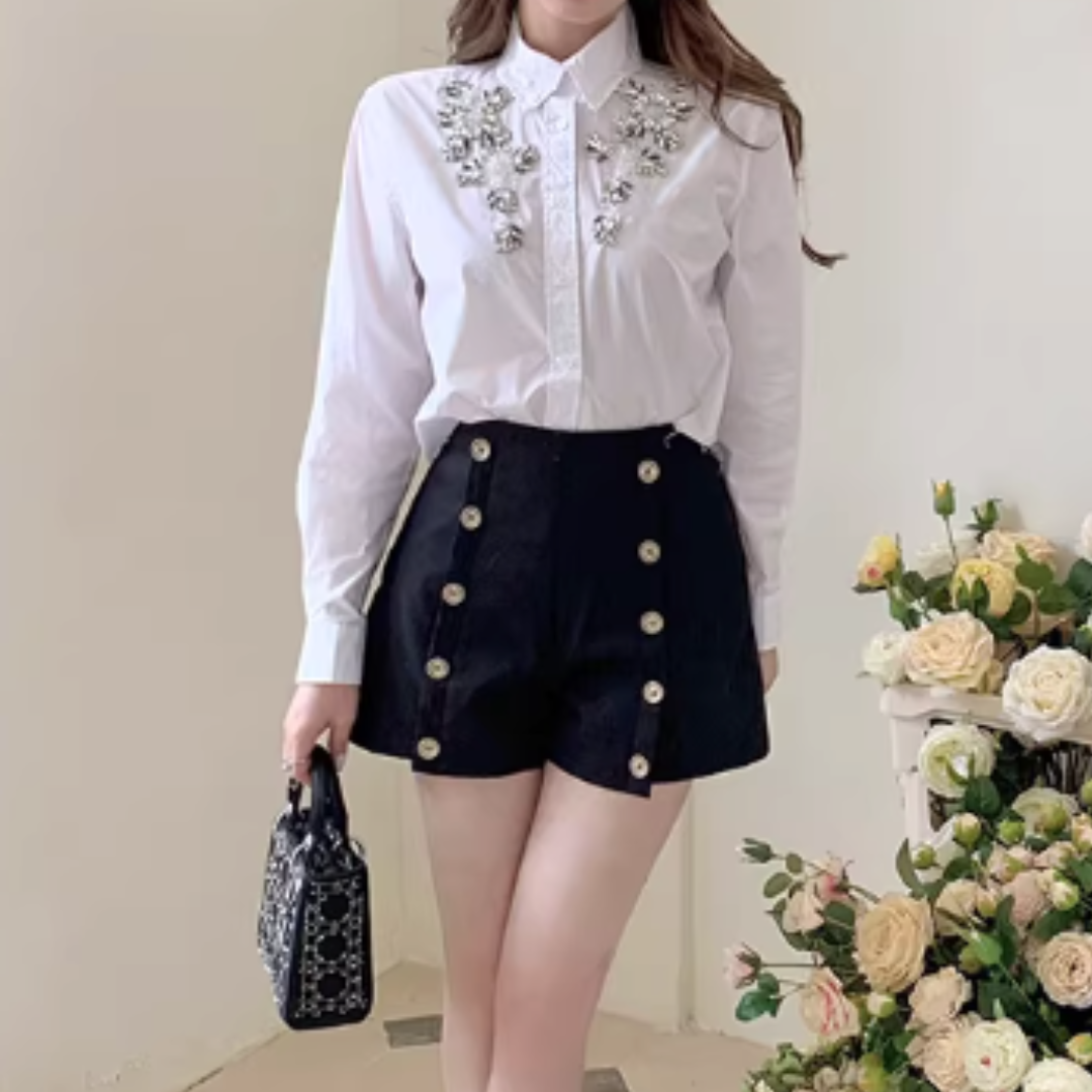 BEADED LONG SLEEVE SHIRT #7967