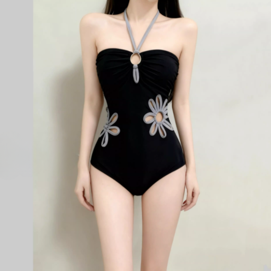 CROCHET HALTER ONE-PIECE SWIMSUIT #7973