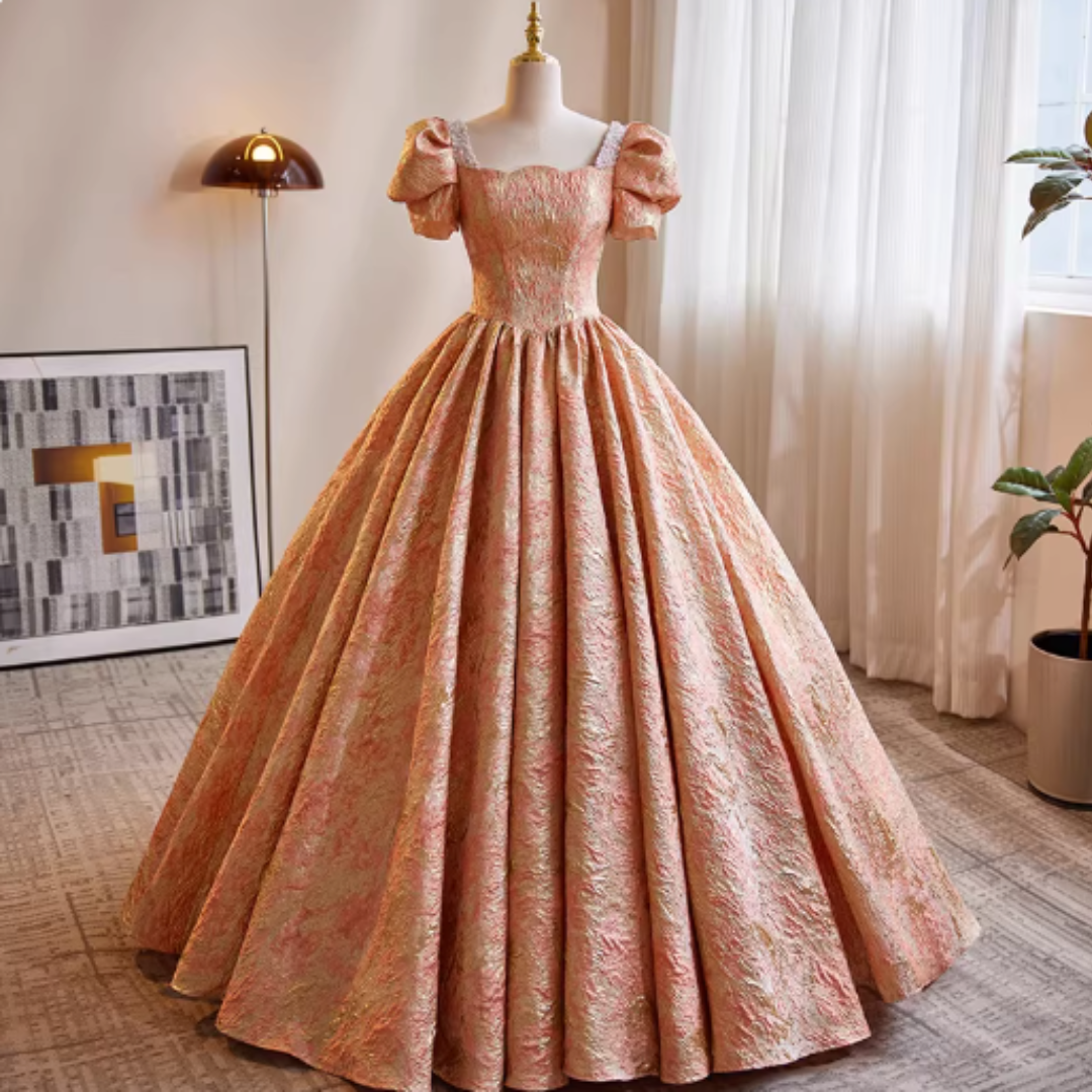 PUFF SLEEVE PROM DRESS #7980