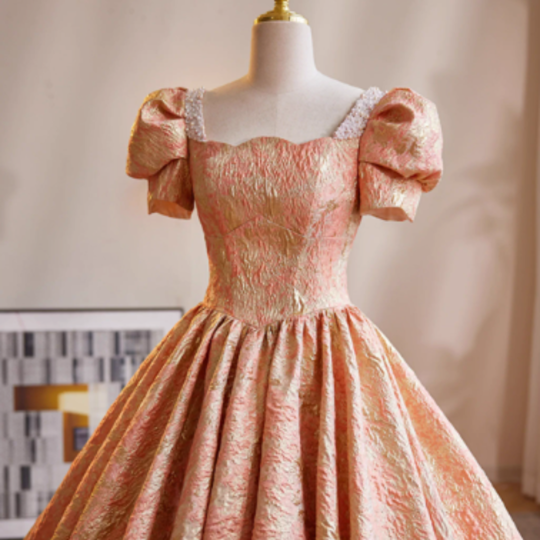 PUFF SLEEVE PROM DRESS #7980