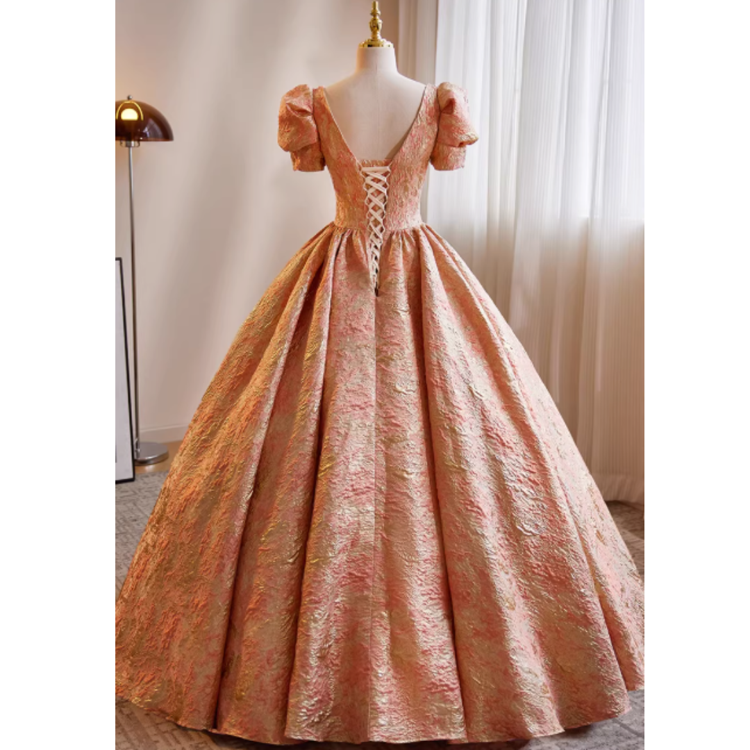 PUFF SLEEVE PROM DRESS #7980