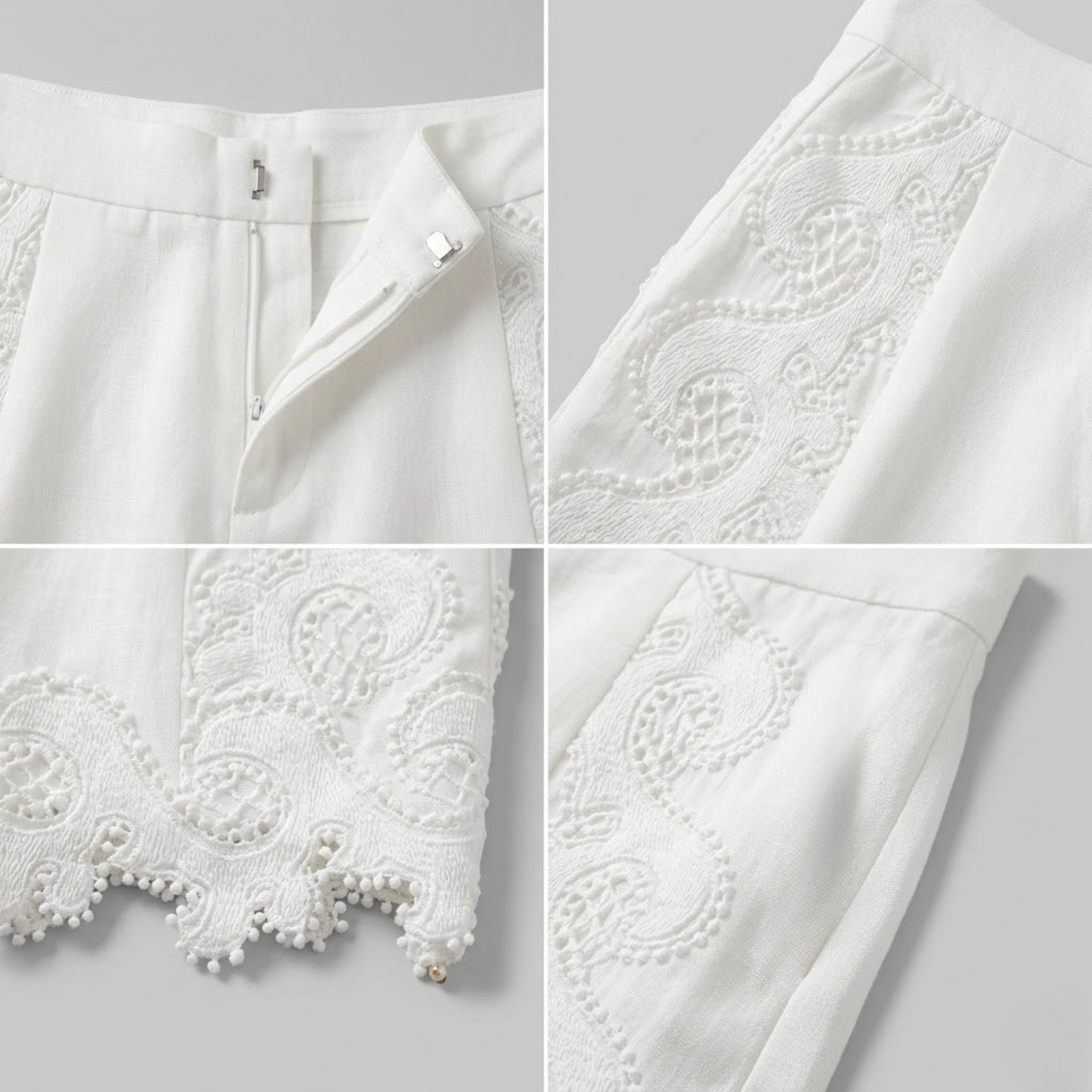 White Eyelet Jacquard Shorts