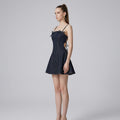 Tie-Bow Denim Strappy Dress