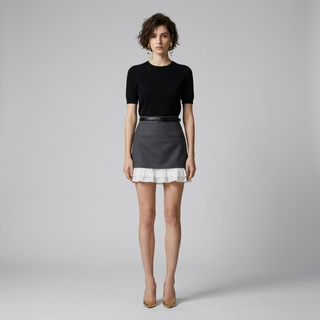 High-Waisted Ruffled Mini Skirt