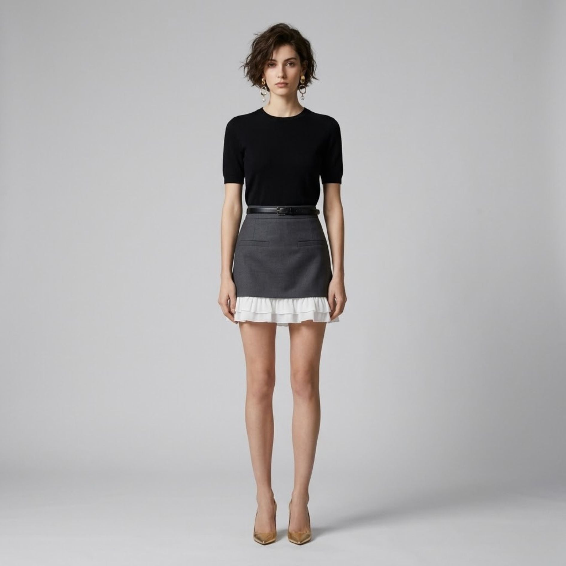 High-Waisted Ruffled Mini Skirt