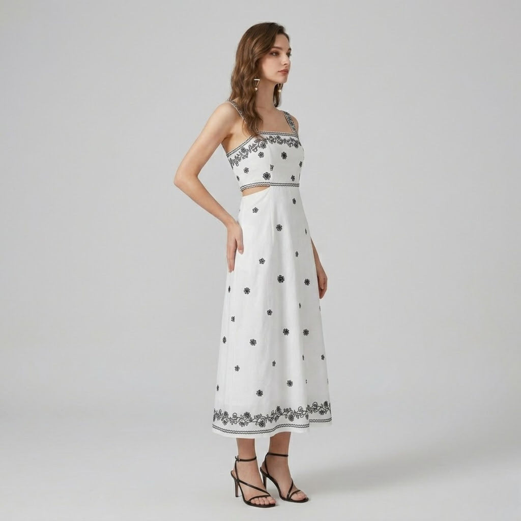 Embroidered Cutout Cami Maxi Dress