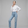 Embroidered Flare-Sleeve White Blouse