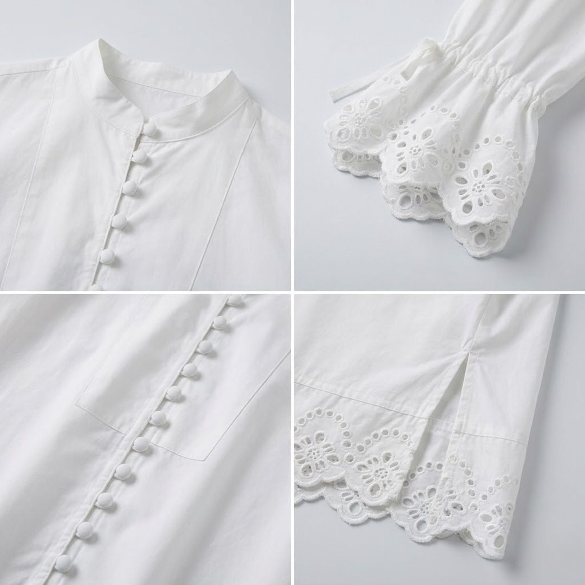 Embroidered Flare-Sleeve White Blouse