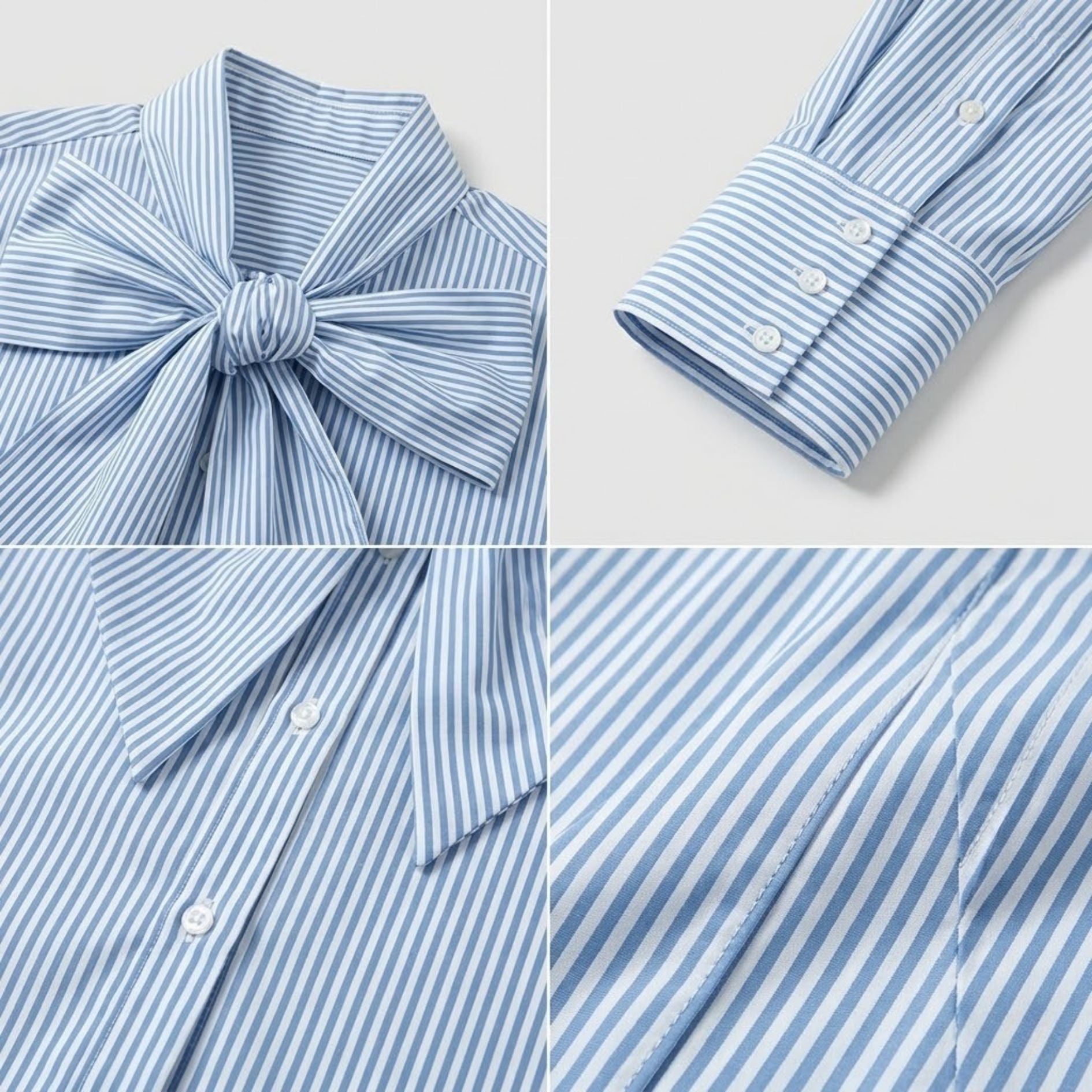 Tie-Neck Bow Striped Blouse