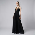 Rhinestone Sequin Halter V-Neck Dress