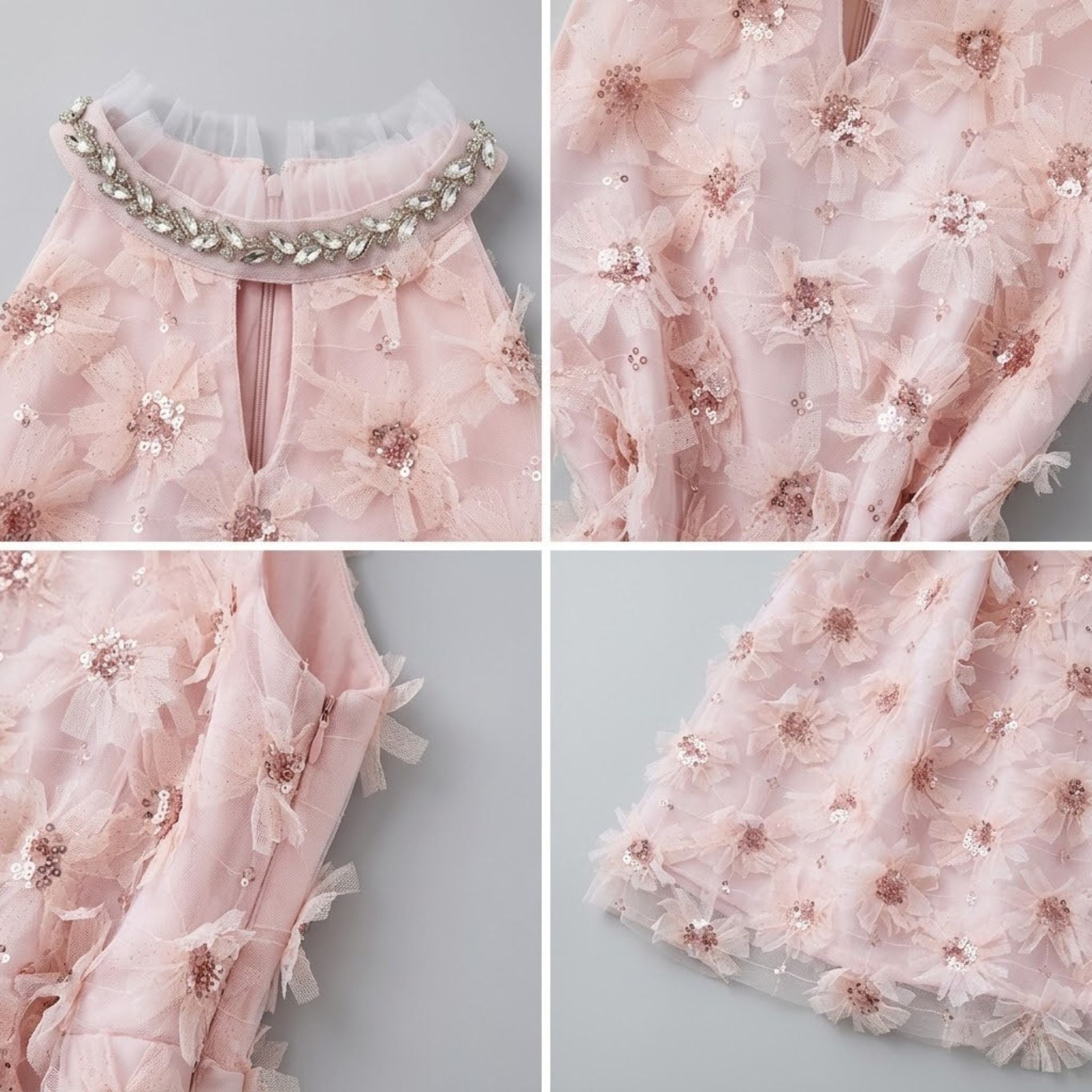 Sequin Floral Halter Dress