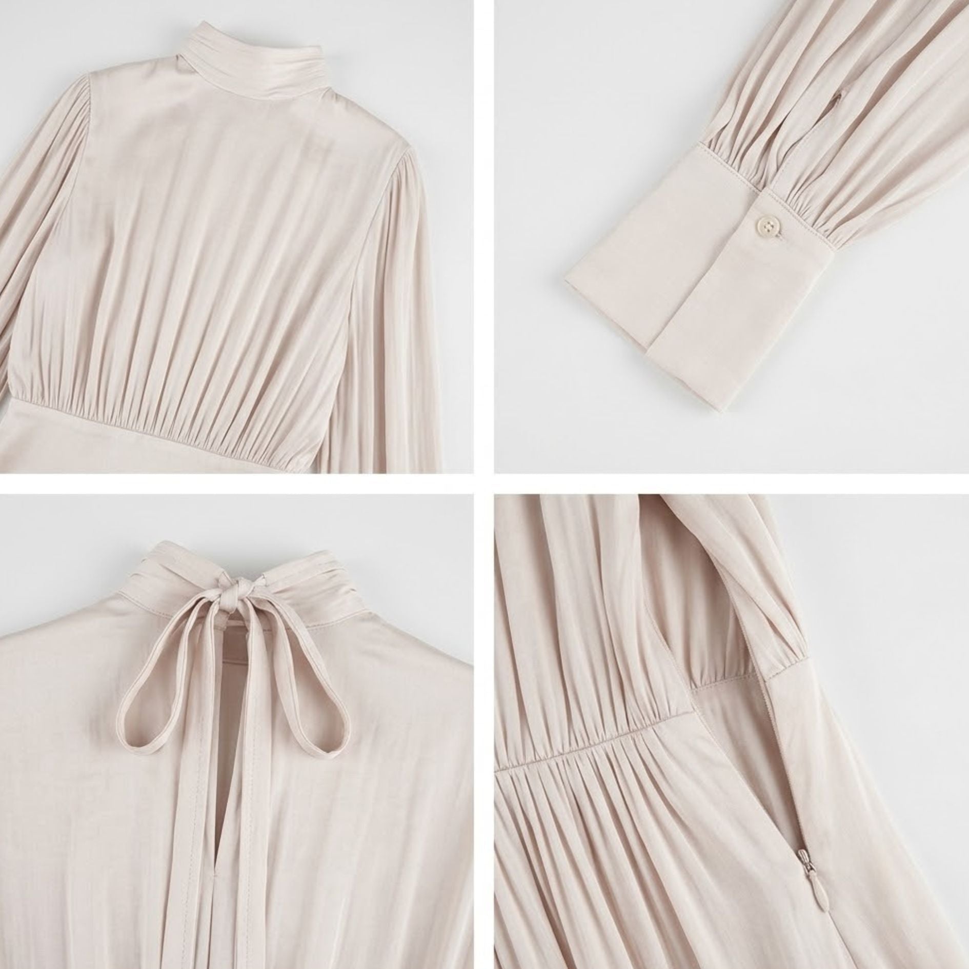 Pleated Long Sleeve Dress