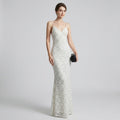 Embellished Sequin Lace V-Neck Cocktail Dress
