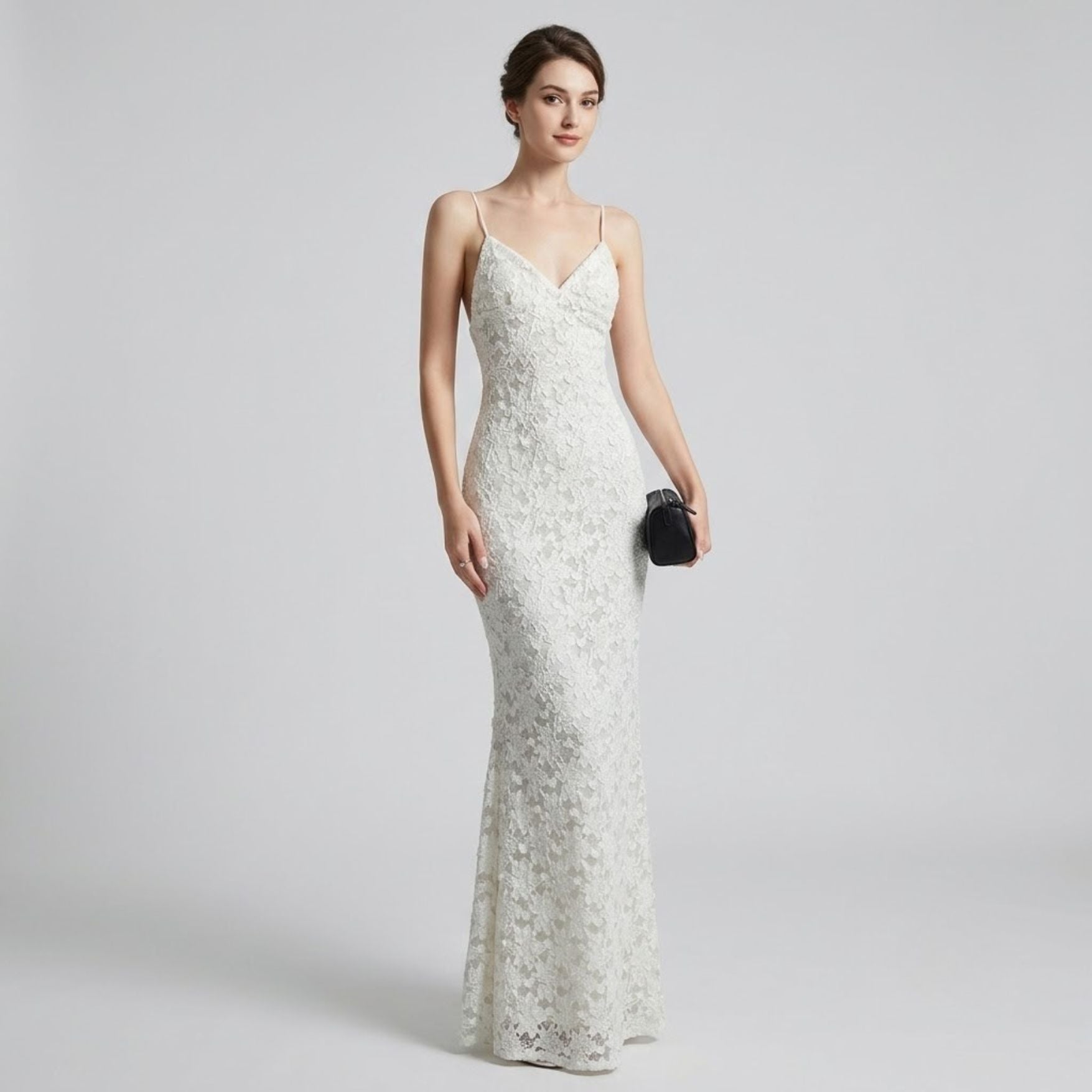 Embellished Sequin Lace V-Neck Cocktail Dress