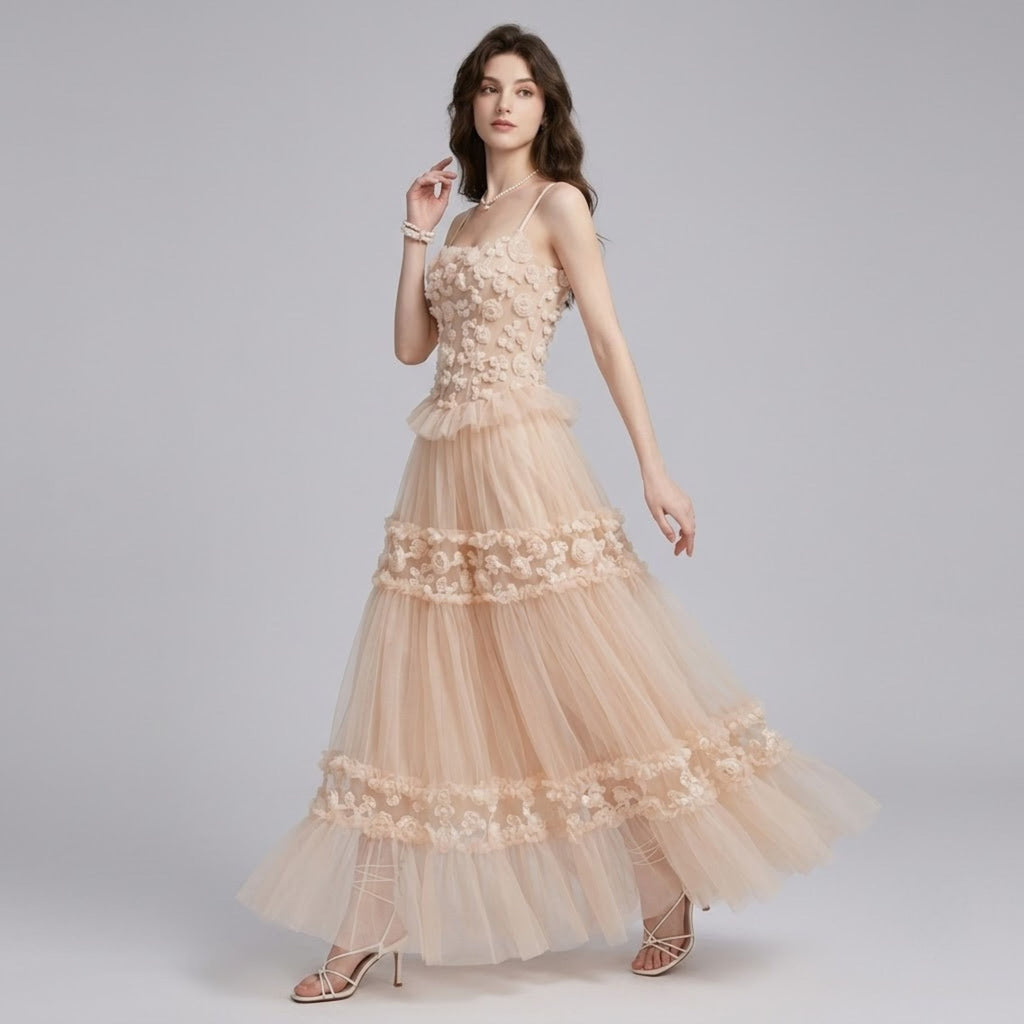 Exquisite Lace Jacquard Midi Dress
