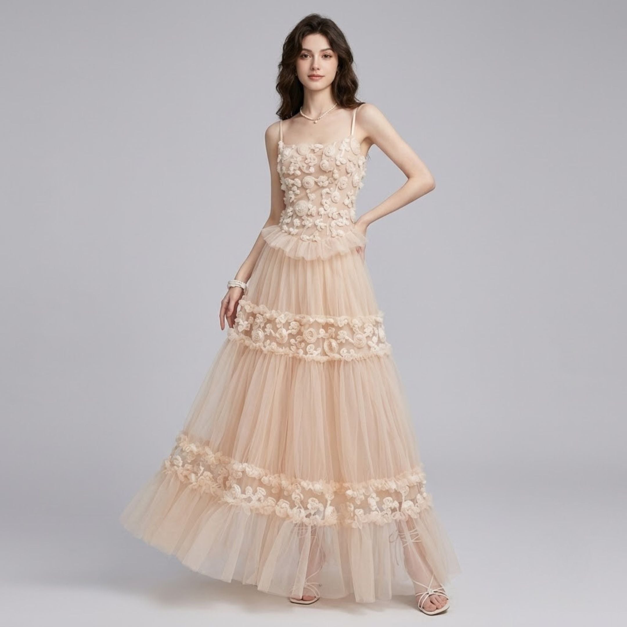 Exquisite Lace Jacquard Midi Dress
