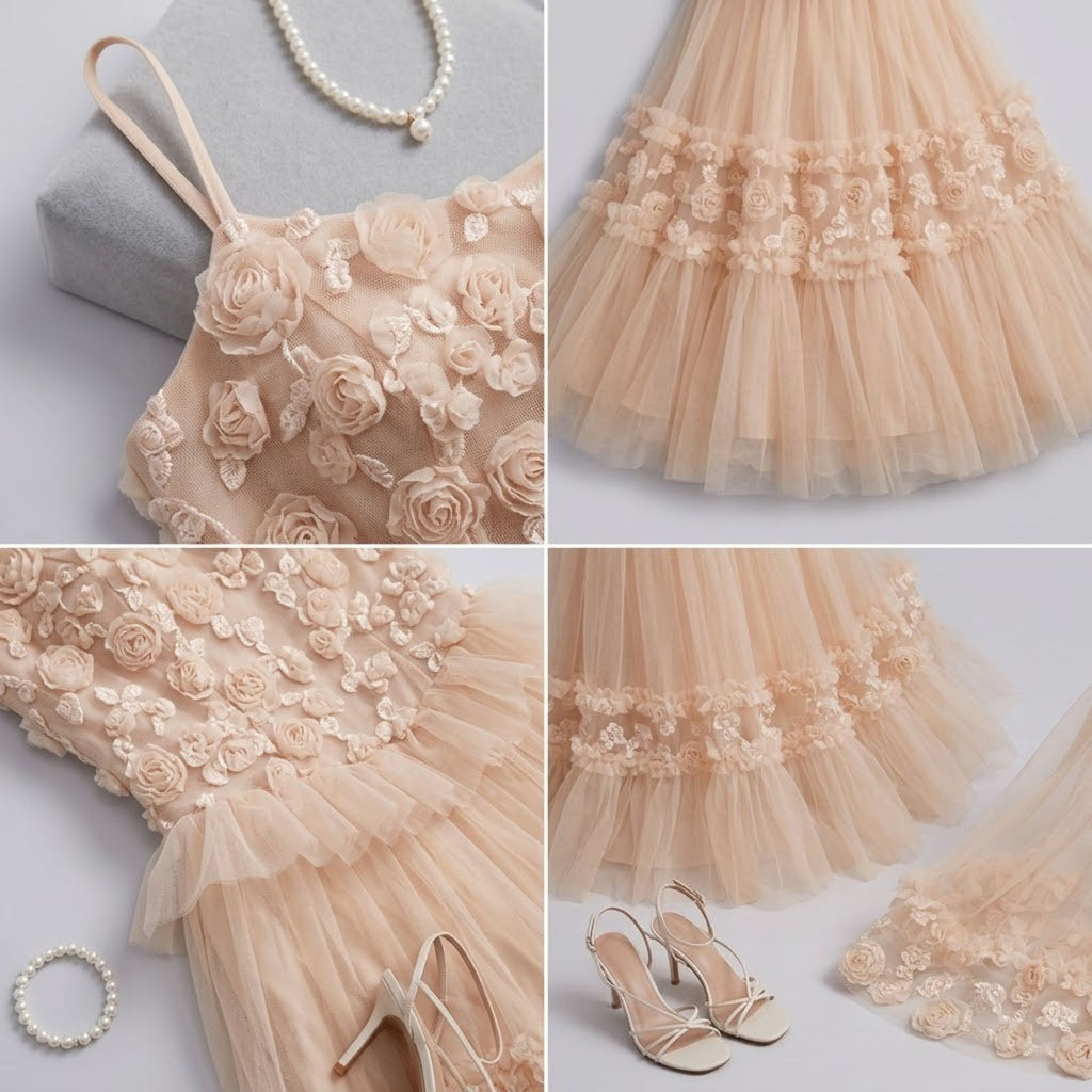 Exquisite Lace Jacquard Midi Dress