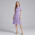 Crochet Hollow-Out Lace Crew Neck Dress