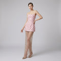 Rhinestone Mesh Bandeau Mini Dress