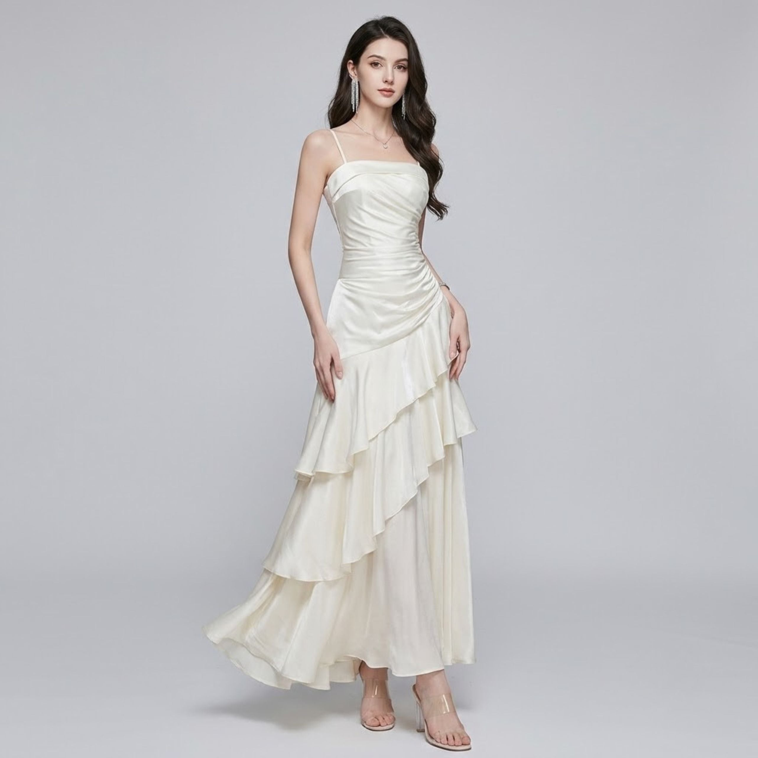 Flounce Spaghetti Strap Tiered Dress