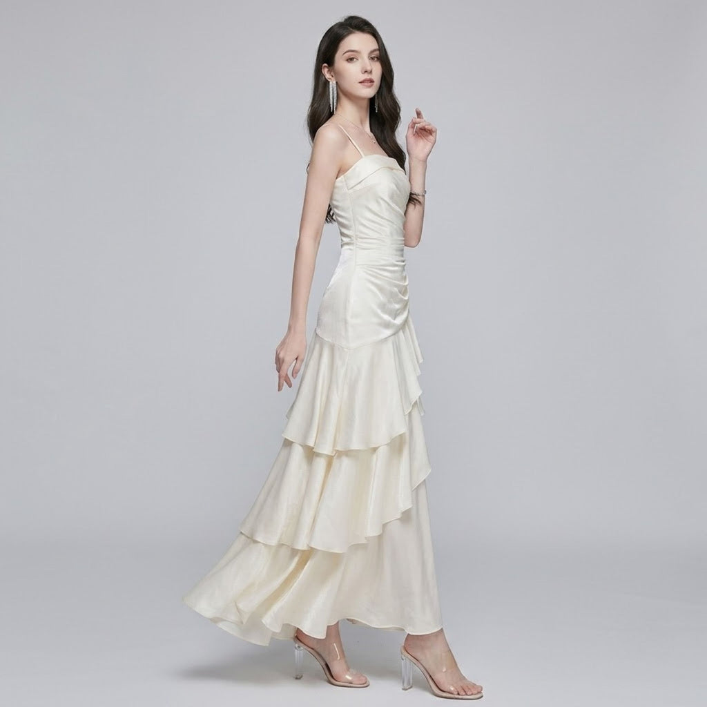 Flounce Spaghetti Strap Tiered Dress