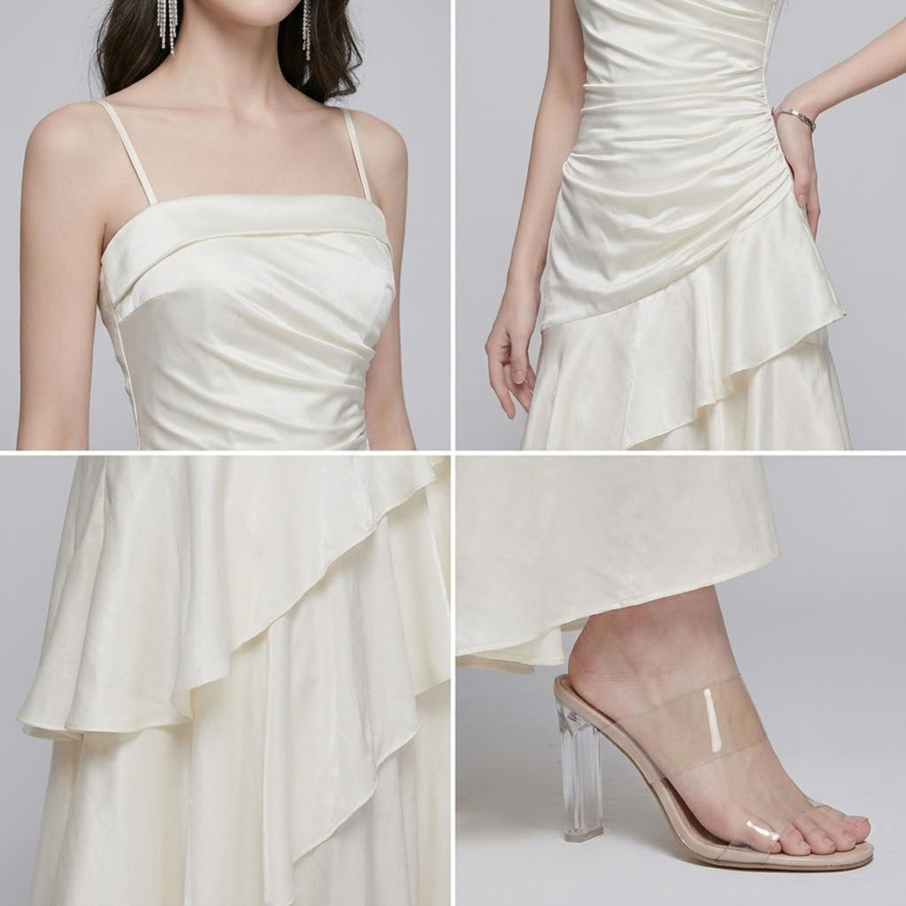 Flounce Spaghetti Strap Tiered Dress