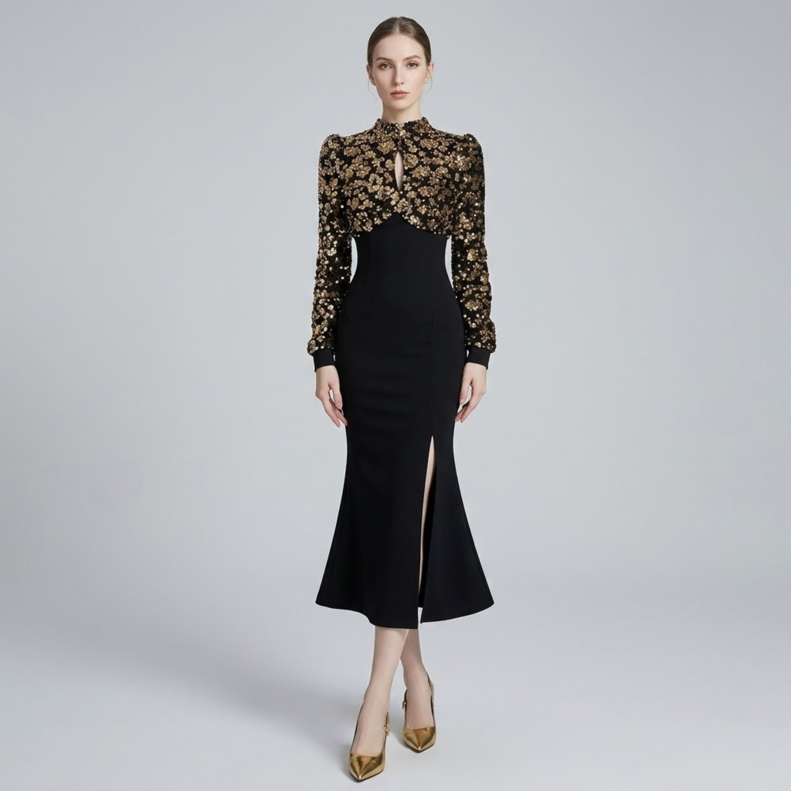 Sequin Slit Mermaid Bodycon Dress