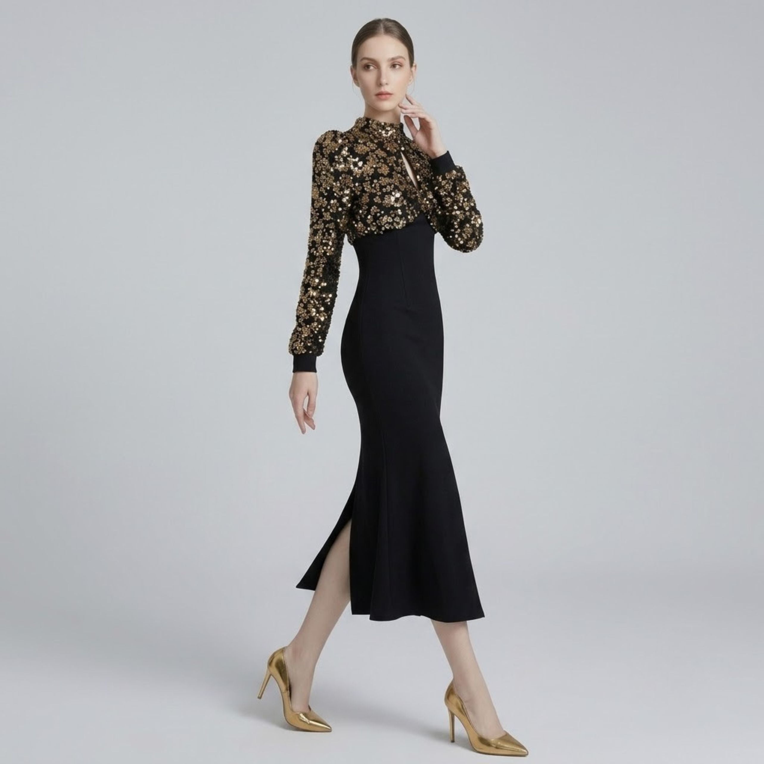 Sequin Slit Mermaid Bodycon Dress