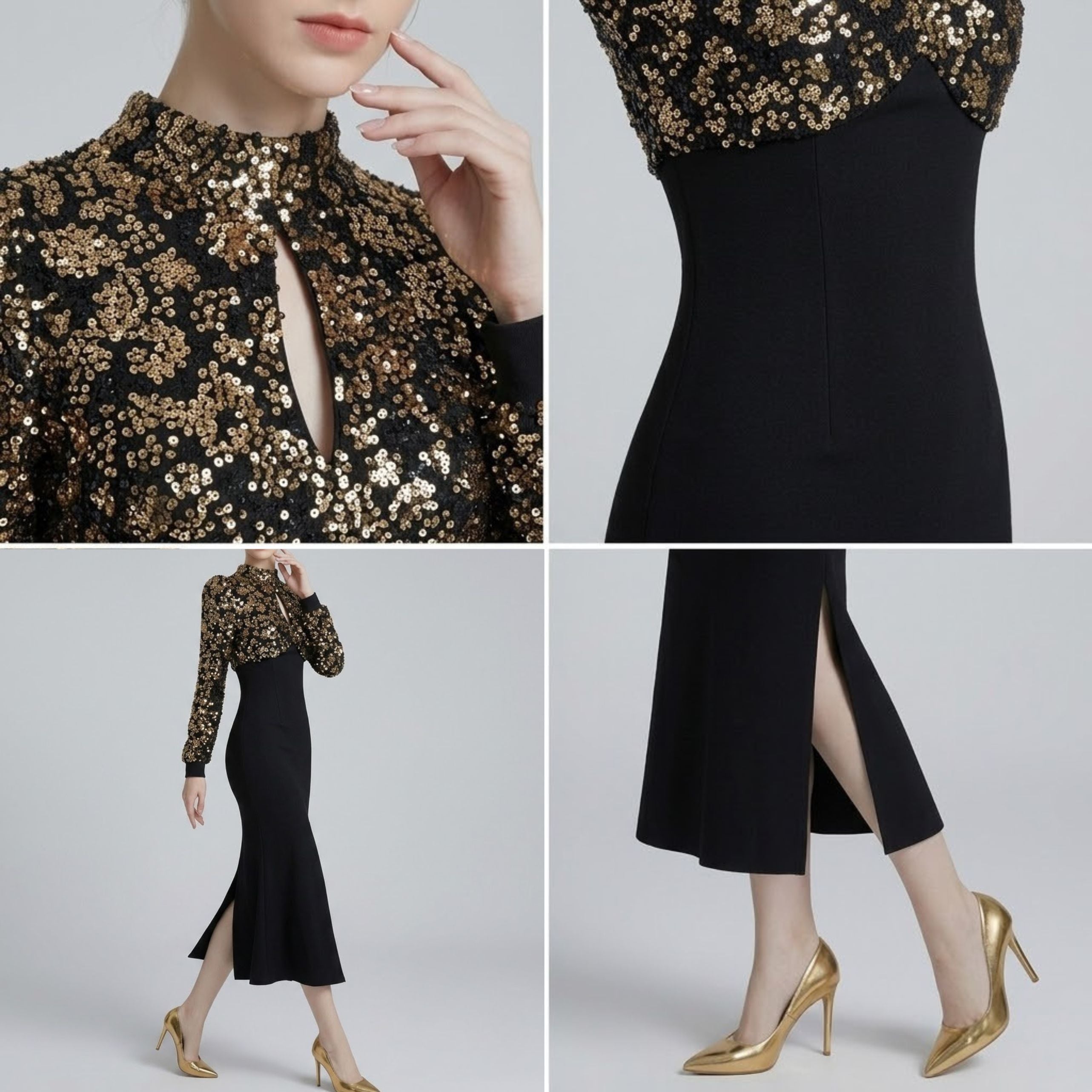 Sequin Slit Mermaid Bodycon Dress