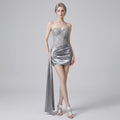 Strapless Satin Sequin Accents Dress