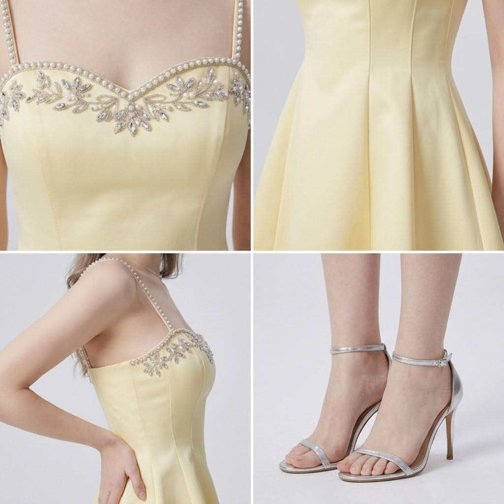 Heavy-Craft Crystal Embellished Cami Dress