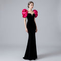Vintage Puff Sleeve Fishtail Evening Dress