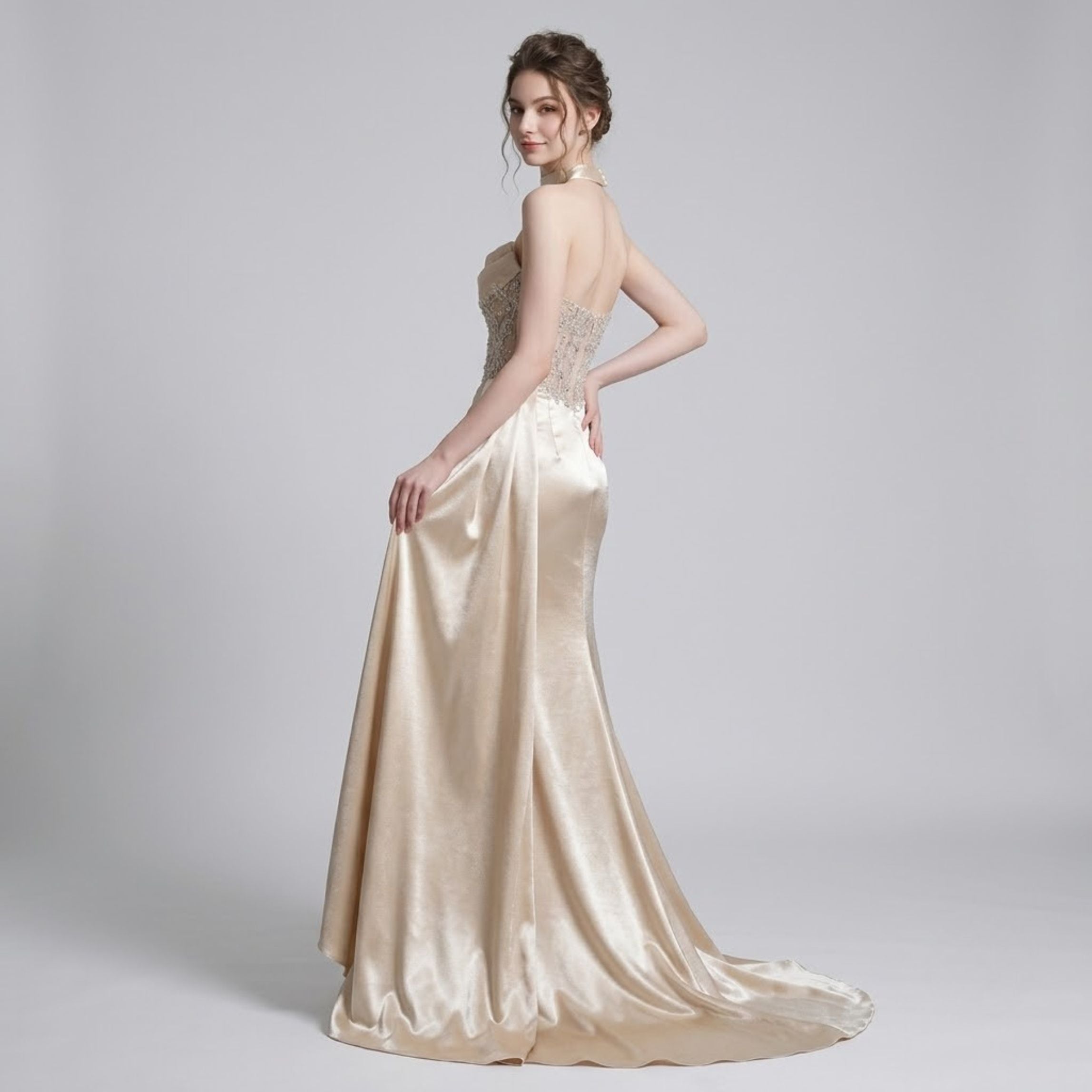 Luxurious Strapless Cinched-Waist Mermaid Dress