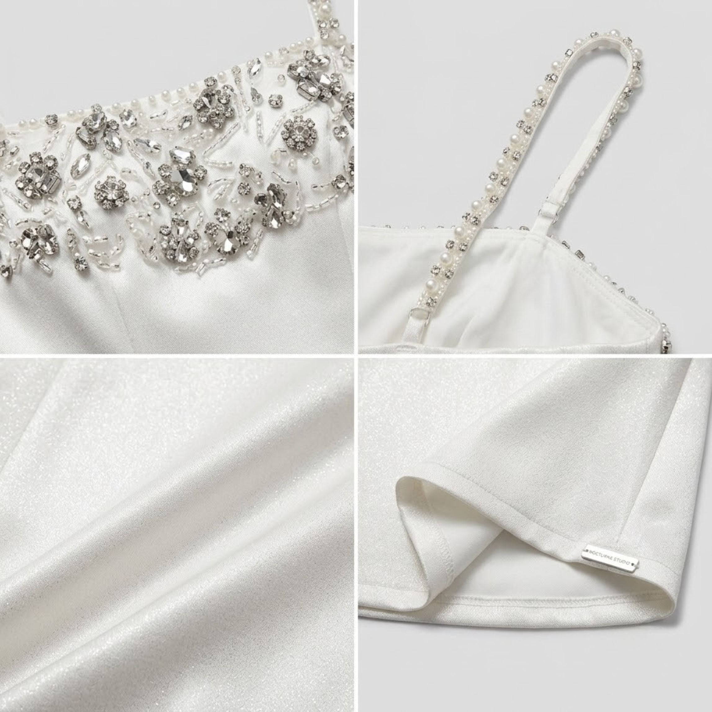 Rhinestone-Embellished Spaghetti Strap Voluminous Princess Dress